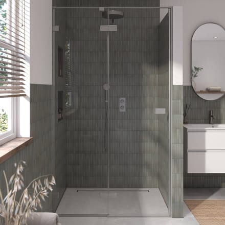 Saqu Parro Douchedeur 120x210 cm Geborsteld Grijs Helder Glas