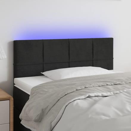 vidaXL - Hoofdbord - LED - 90x5x78/88 - cm - fluweel - zwart
