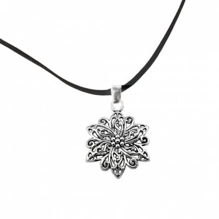 Ketting kleine bloem zwart 45 cm - Charme Bijoux