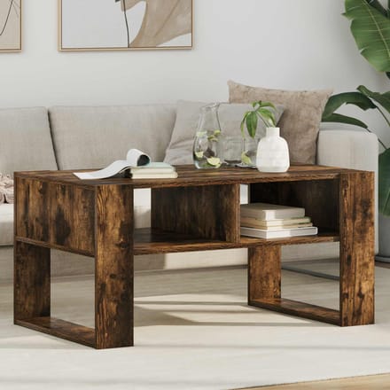 vidaXL - Salontafel - Gerookt - eiken - 92 - x - 53 - x - 45 - cm - Bewerkt - hout