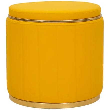 Poef London Pouf With Storage Mustard Ø 46,5×44 cm