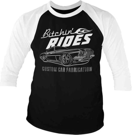Bitchin' Rides Raglan top -S- Custom Car Fabrication Zwart/Wit