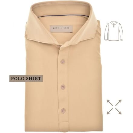 John Miller The Miller Long Sleeve Hyperstretch Poloshirt Licht Bruin / male