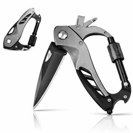 BOTC Survival zakmes - 6-in-1 EDC Tool met Flesopener, Schroevendraaier & Ruitbreker -Compact Survival Tool - Grijs