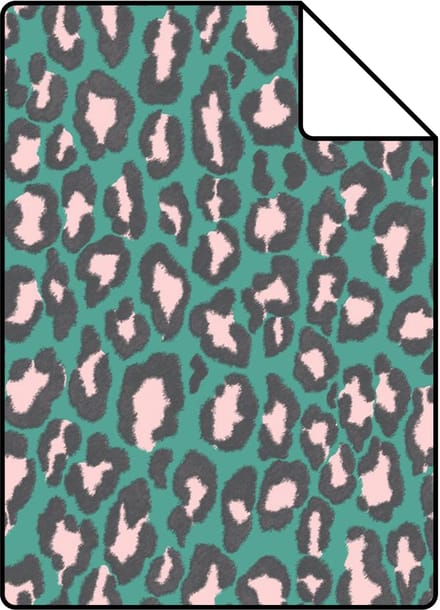 Proefstaal ESTAhome behang panterprint turquoise - 26.5 x 21 cm - 132202-S