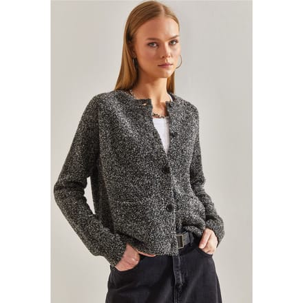Textured Knit Cardigan met Knopen Sluiting