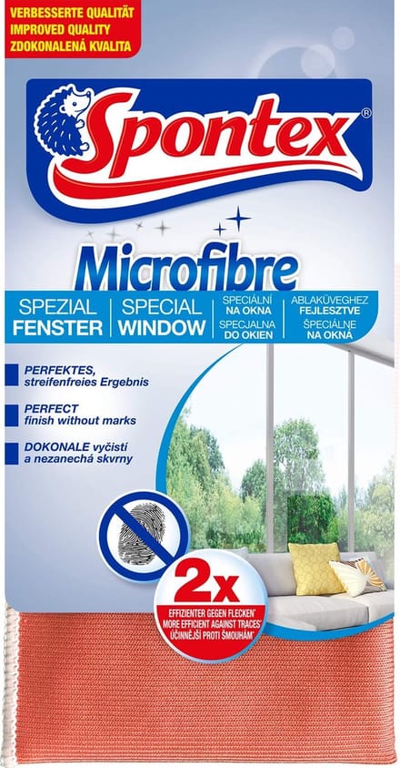 Spontex Microfibre Fenstertuch – Microvezeldoek voor ramen en gladde oppervlakken – Strepenvrij schoonmaken