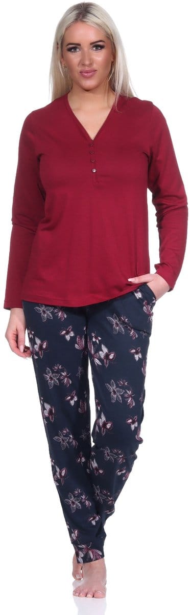 Dames Pyjama met lange mouwen in bloemmotief - ook in overmaten