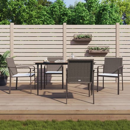 vidaXL - 5-delige - Tuinset - met - kussens - poly - rattan - en - staal