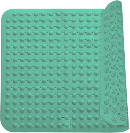Douchemat - 48 x 48 cm (Vierkant) - Polyvinylchloride (PVC) - antislip - massage-douchemat - met zuignappen - Kleur : Mars Green