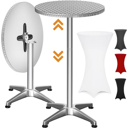 Casaria Statafel met Tafelrok – Klapbaar en Verstelbaar 70-115cm – Wit