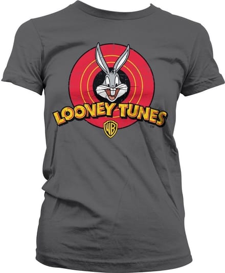 Looney Tunes Distressed Logo Girly T-shirt voor dames, donkergrijs