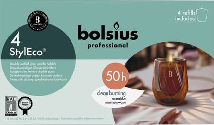 Bolsius - Styleco - Houder Bruin - 4 x 2 stuks