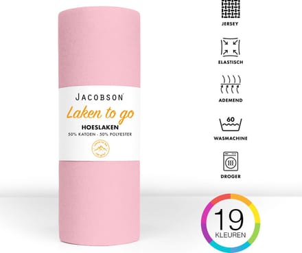 Jacobson - 180x200cm - Jersey Katoen - tot 25cm matrasdikte - Roze
