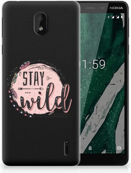Nokia 1 Plus Telefoonhoesje met Naam Boho Stay Wild