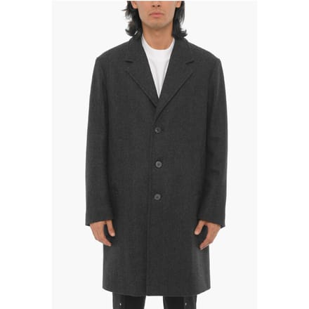 Slim fit enkelrijsjas van wolmix in grijs