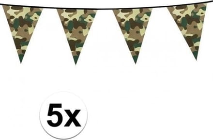 5x Camouflage vlaggenlijn 6 meter - Vlaggenlijnen met legerprint