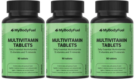 MyBodyFuel - Multivitaminen Tabletten - 3 Pack - 13 Vitamines & 11 Mineralen - 270 Tabletten