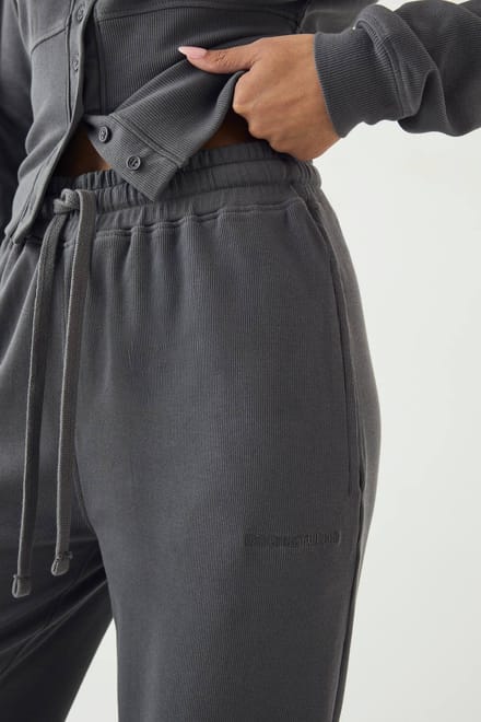 Dames Dsgn Studio Heavy Rib Rechte Pijp Joggingbroek | Houtskool | Maat: Small