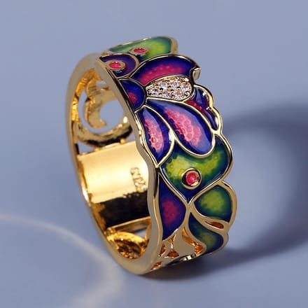 Creatieve Nieuwe Bloem Emaille Kleurige Lijm Ring Dames Handdecoratie Fabrikant No. 10 beige