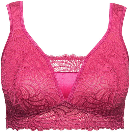 Ulla Popken - Dames - Bralette kant zonder beugel - Fuchsia - Maat 100E