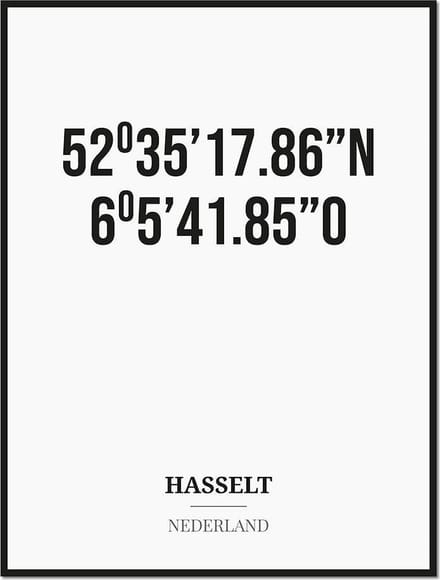 Poster/kaart HASSELT met coördinaten