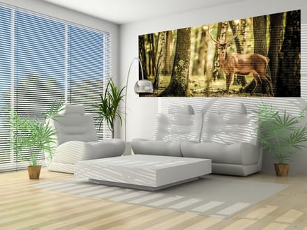 Deer Trees Forest Nature Photo Wallcovering