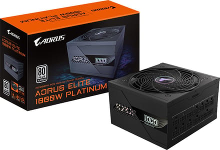 GIGABYTE AORUS ELITE P1000W Voeding - 1000 Watt - 120 mm - ATX 3.0 - 80 Plus 80 PLUS Platinum