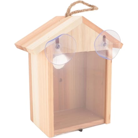 Raam Vogelhuisje Ceder Transparant Ontwerp Buiten Houten Vogelhuisje met Zuignap beige