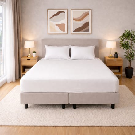 Polydaun hoeslaken - Jersey - wit - 90x200/220 cm