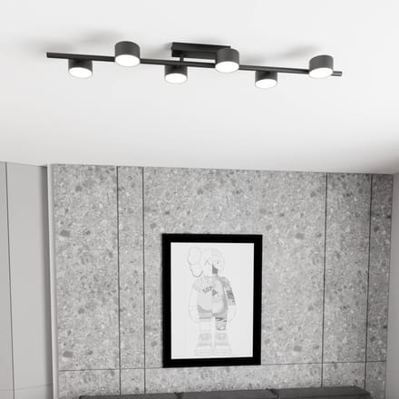 EMIBIG LIGHTING Plafondspot Bet, lengte 100 cm, zwart, metaal, 6-lamps.