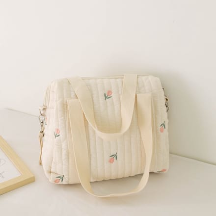 Il Bambini - Luiertas - Mombag - Schoudertas - Verzorgingstas - Kraamcadeau - Small - Duffel - Oranje bloem
