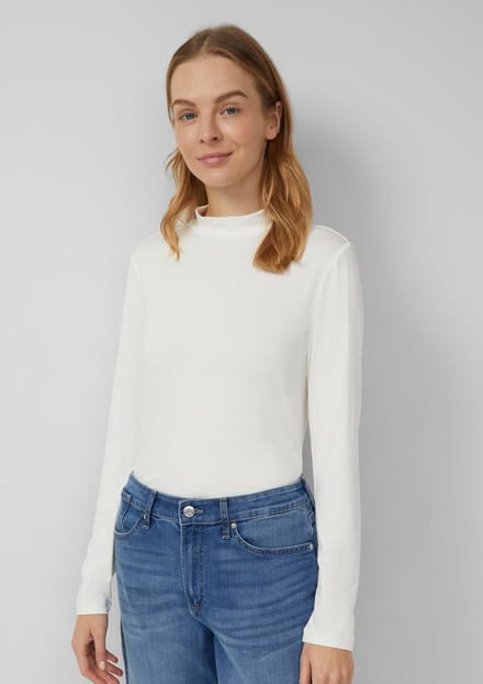 s.Oliver - female - Slim fit jersey overhemd met opstaande kraag