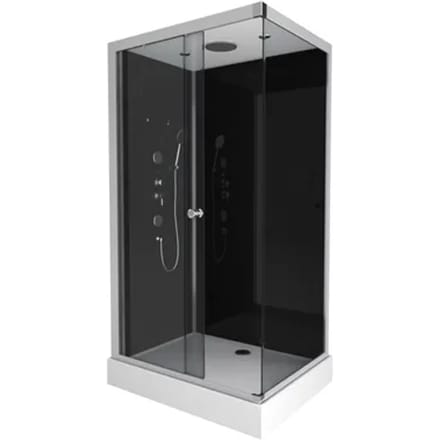 Aurlane Douchecabine Black 2 - Rechthoek - 80x110x230cm - Zilver