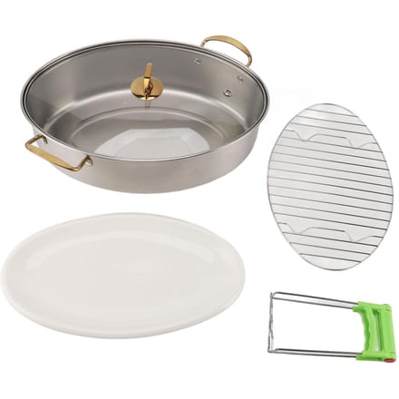 Cuit-vapeur à poisson en acier inoxydable 304 simple couche épaissi ovale multi-usage avec grille L gray