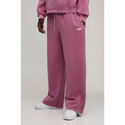 Wijde Pijpen Heren Sport Gewassen Joggers | Pink | Size Small