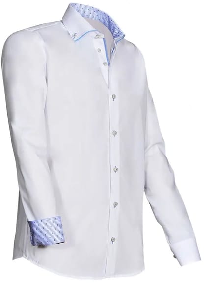 Giovanni Capraro 923-31 Overhemd | Wit met lichtblauw | Maat 3XL