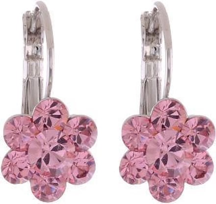 Behave – Oorhanger dames – roze kristal – Nikkelvrij – Bloem