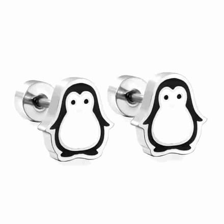 WeLoveSilver - oorstekers kinderen - pinguïn - chirurgisch staal
