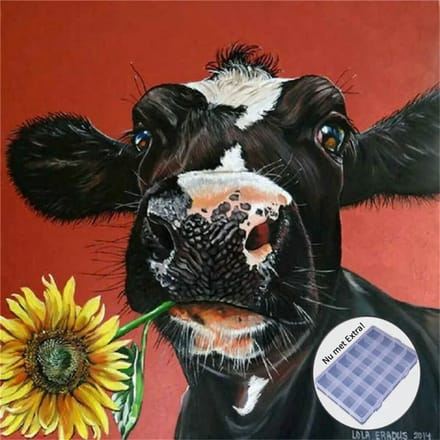 BJoy Diamond Painting 50x40 - Koe Dieren met Bloem