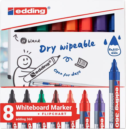 Whiteboardmarker edding 360 rond 1.5-3mm ass | 6 stuks