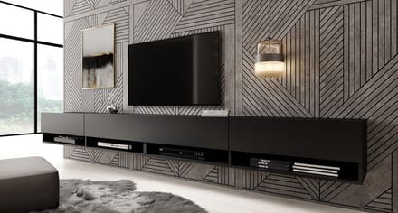 Meubella - TV-Meubel Asino - Mat Zwart - 280 cm