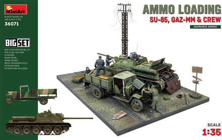MiniArt Modelbouwpakket Diorama - 36071 Diorama Ammo Loading - SU-85 - GAZ-MM - Crew Figuren Plastic - 1:35 - Modelbouw