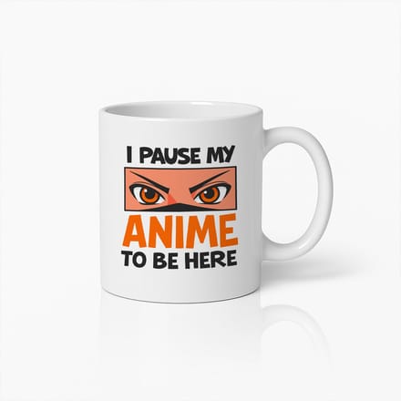 Witte Mok 330ml – “I Pause My Anime to Be Here” Grappige Anime Liefhebber Koffiebeker