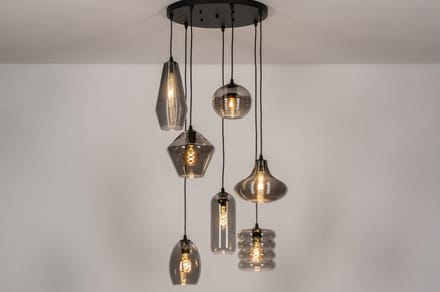 Lumidora Hanglamp 73958 - NAPELS - 7 Lichts - E27 - Zwart - Metaal - ⌀ 65 cm