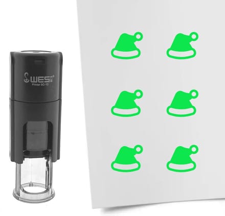 CombiCraft Stempel kerstmuts 10mm rond groene inkt - per 1 stuk