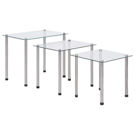 vidaXL - 3-delige - Tafeltjesset - gehard - glas - transparant