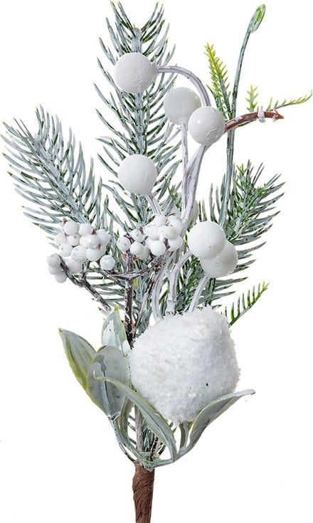 Clayre & Eef Decoratie Tak 26 cm Wit Groen Kunststof