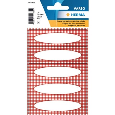 Etiket herma 3639 vario keuken ruit rood 76 x 23 mm