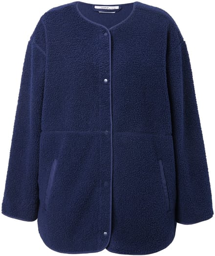 Studio Untold - Dames - Teddy fleecejas oversized ronde hals - Marine - Maat 42+